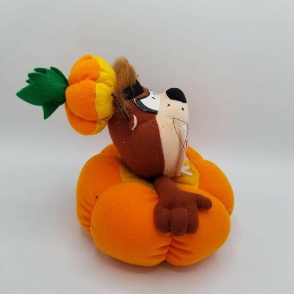 Vintage ACE Taz Tasmanian Devil Halloween Pumpkin Plush Stuffed Animal Toy Loony - Picture 2 of 9